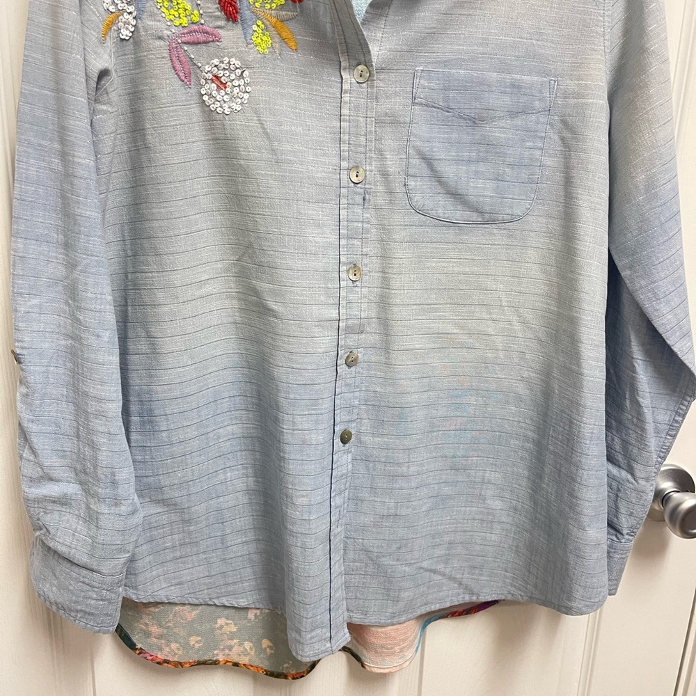 John Mark Denim Pattern Button Down - image 3